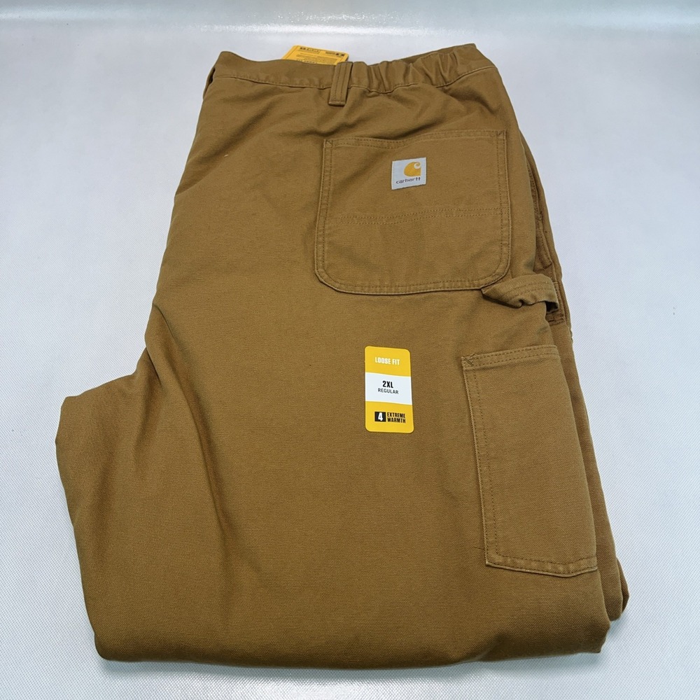 Carhartt Washed Duck Insulated Pant 2XL Regular Loose Fit Zip Leg Double Knee